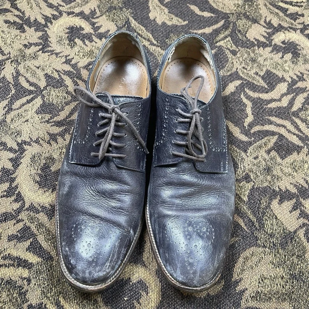 Cole Haan Williams Medallion 2 Lace Up Oxford Navy Blue leather Shoes Men's 9